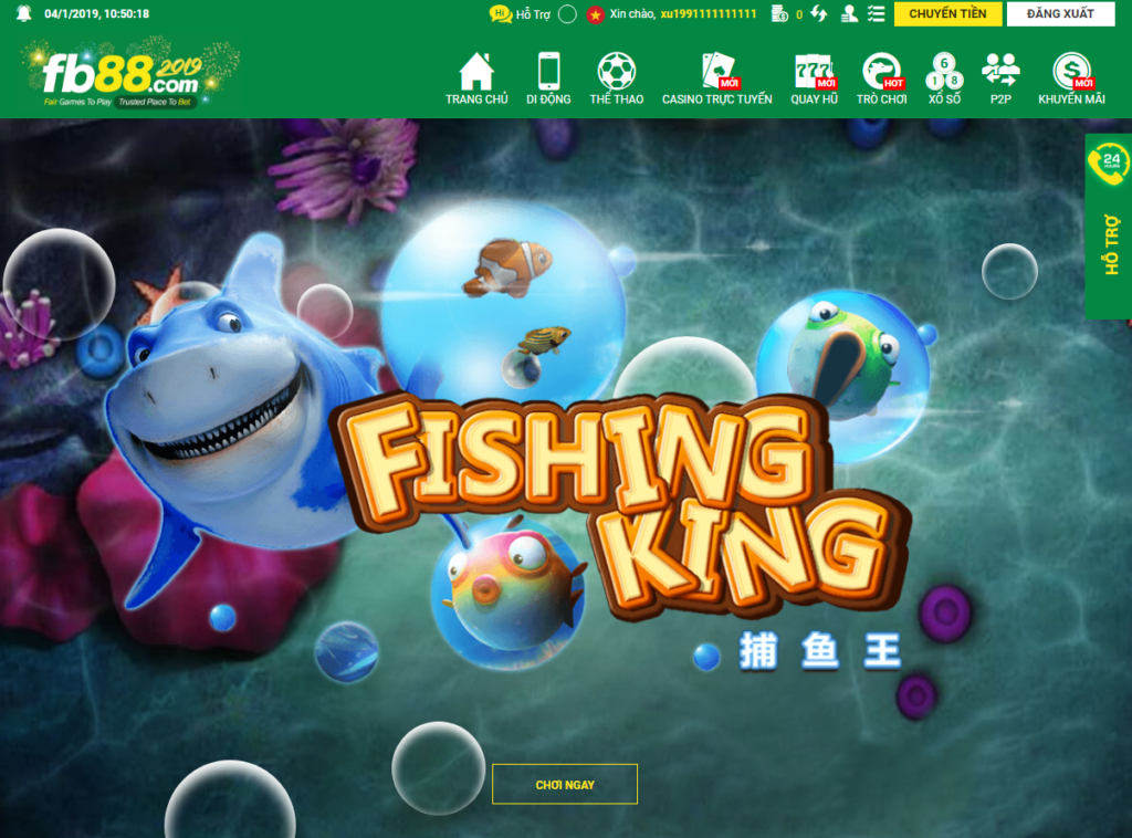 Tiến hành chơi game Vua Bắn Cá